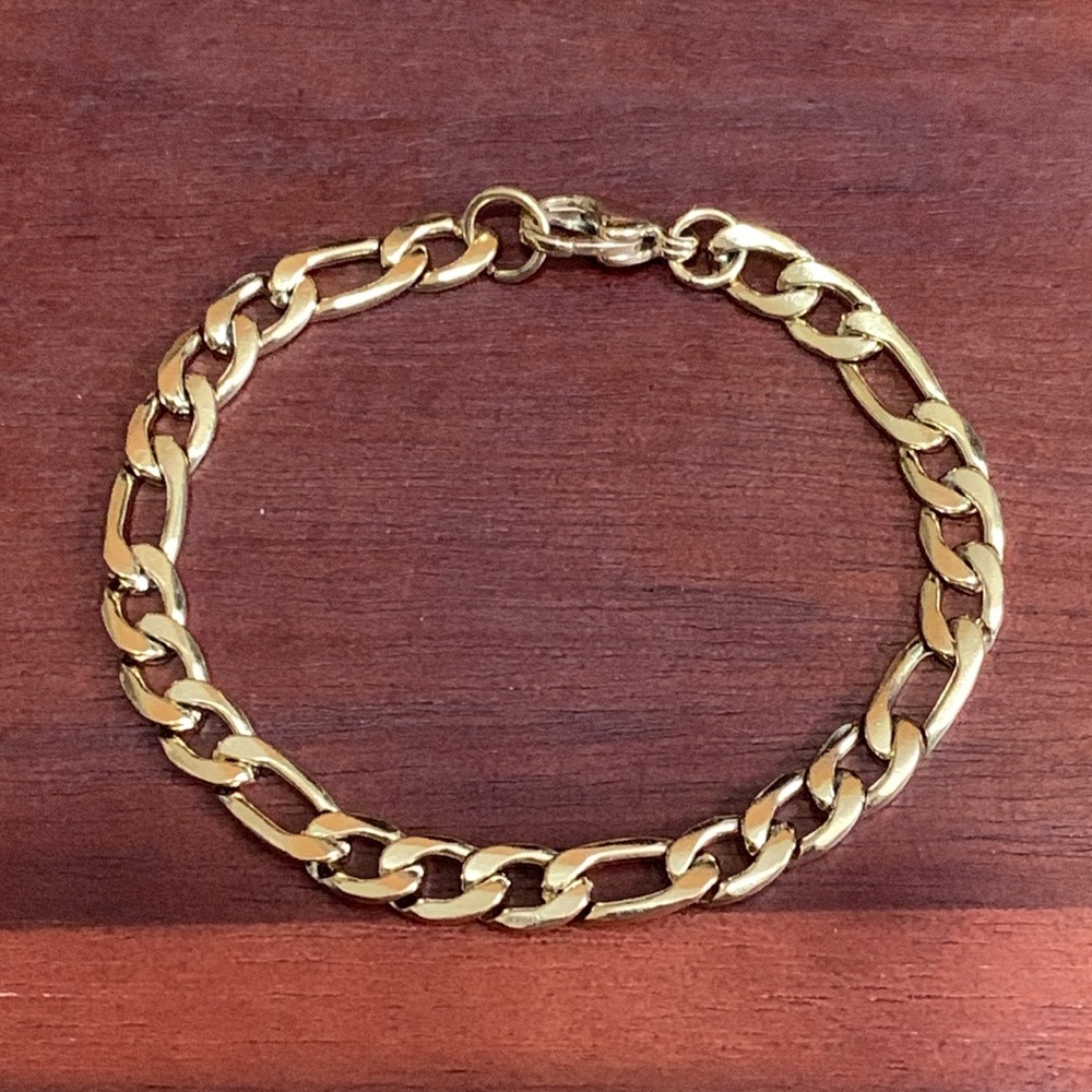 New Extra Small Gold Plated Stainless Steel 6mm Figaro Chain Bracelet